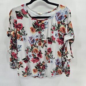 Ember White Floral Layered Modest Long Sleeves Size Large